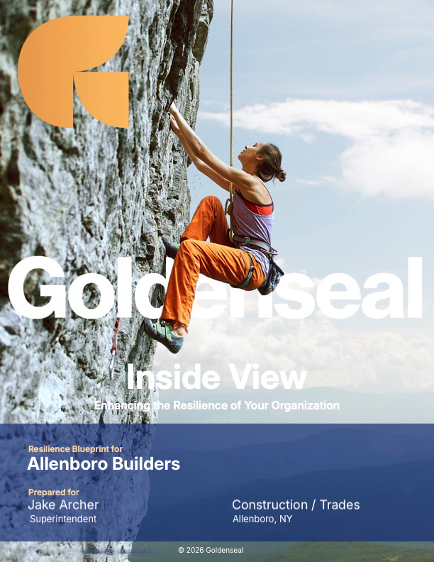 Cover of a Goldenseal Inside View report, featuring a female rock climber ascending a cliff